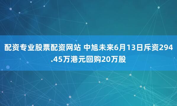 配资专业股票配资网站 中旭未来6月13日斥资294.45万港元回购20万股